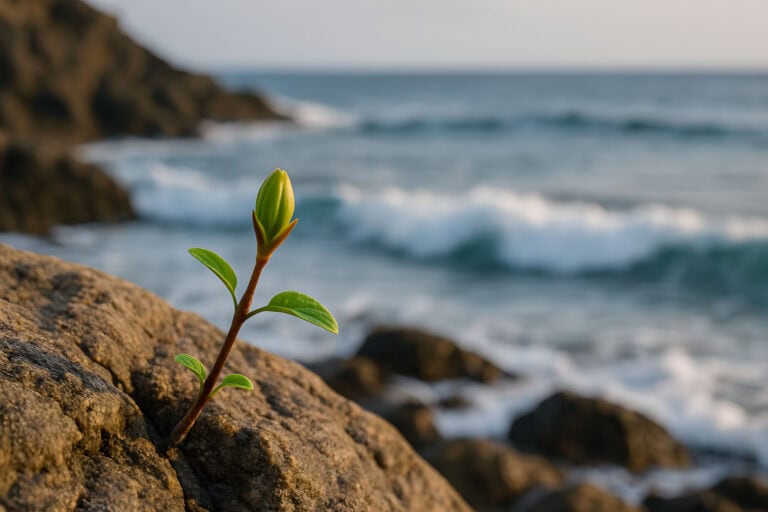 Pflanze, Stein, Meer